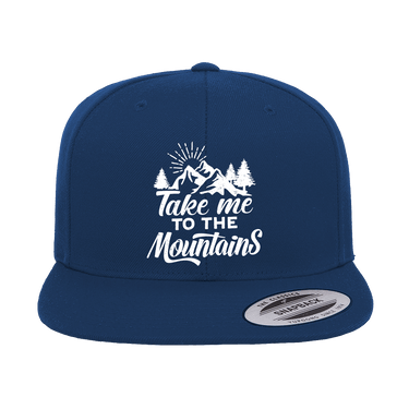 Hiking Take Me To The Mountains Embroidered Flat Bill Cap